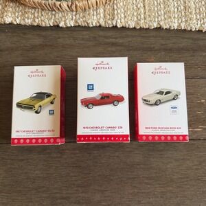 Hallmark Keepsake Classic American Cars Ornament Set 1967 '70 Camaro '69 Mustang